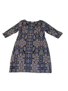 London Times Navy Multicolor Floral-Print A-Line Dress